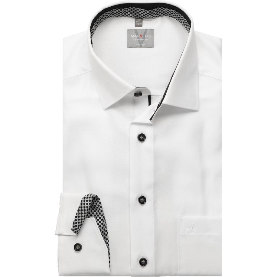 Marvelis Overhemd wit, Effen Zwart