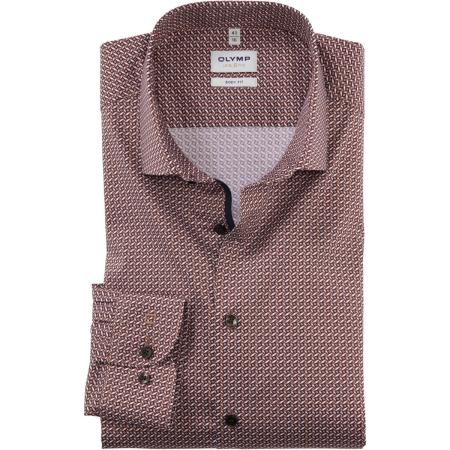 OLYMP Level Five Overhemd bruin/wit, Motief