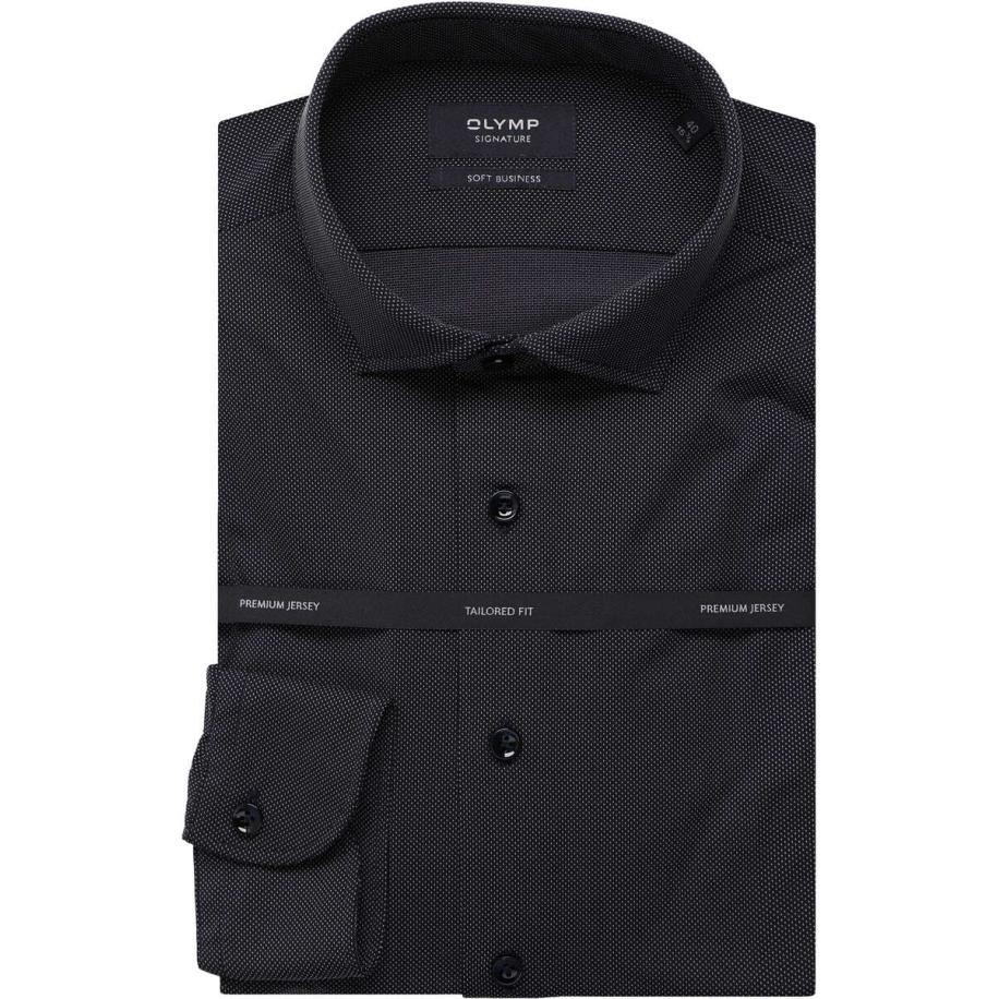 OLYMP SIGNATURE Soft Business Overhemd donkerblauw, Motief Blauw