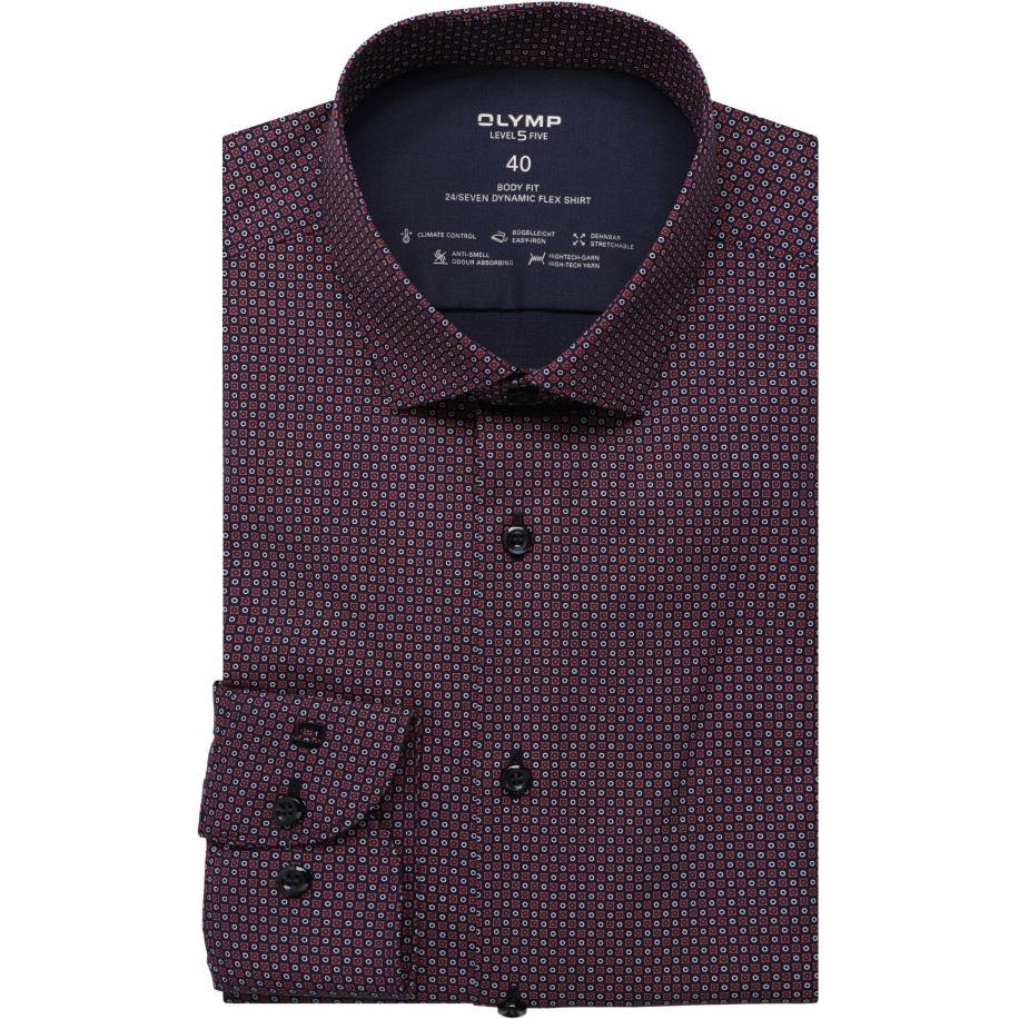 OLYMP Level Five 24/Seven Jersey shirt rood, Stippen Rood