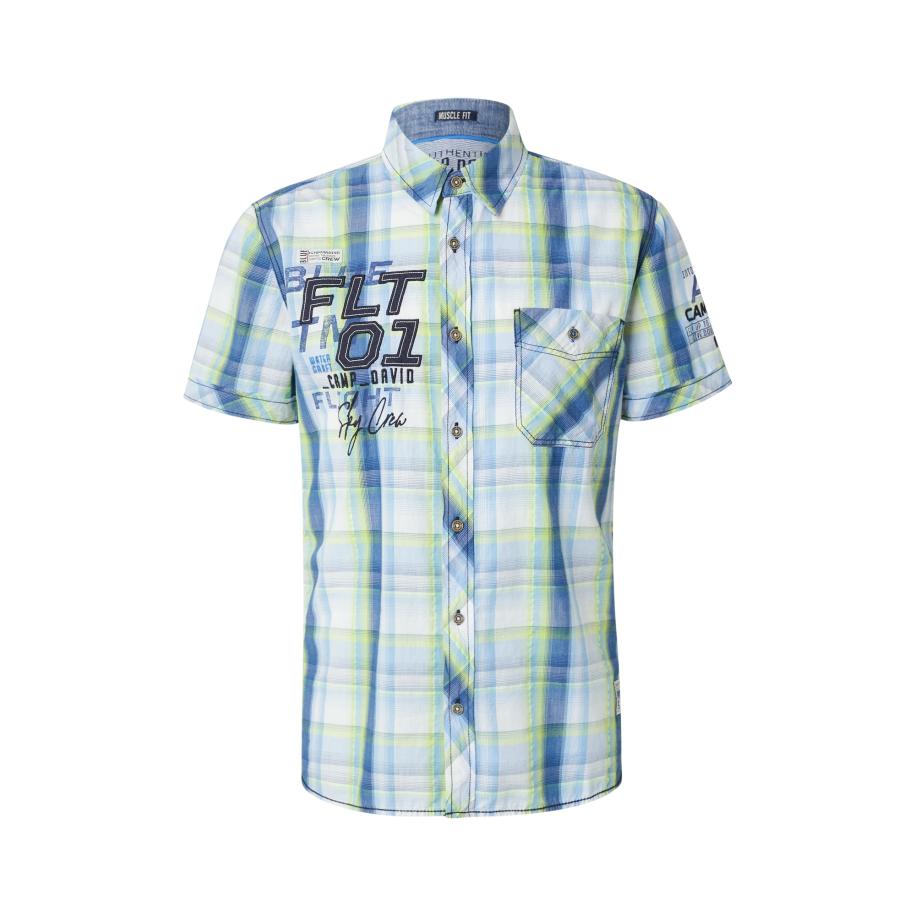 Camp David CAMP DAVID Overhemd navy / lichtblauw / neongeel -