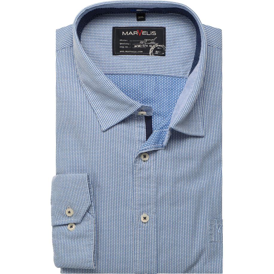Marvelis Casual Overhemd blauw/wit, Motief Blauw