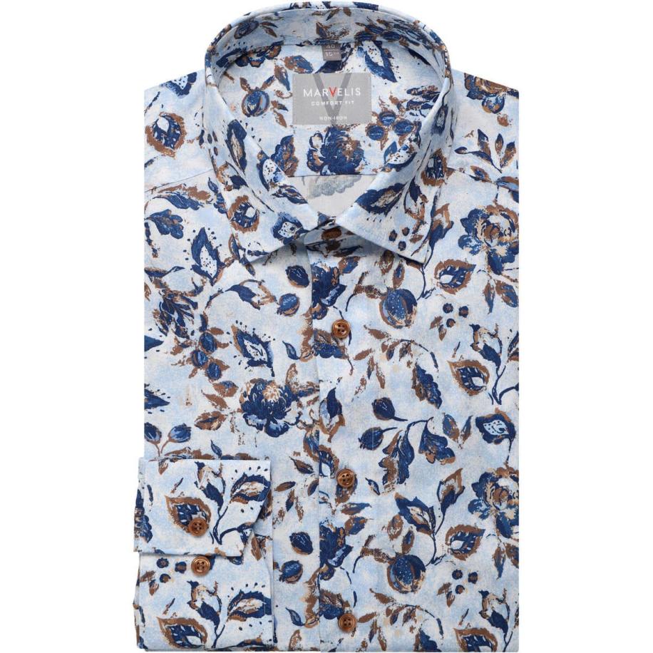 Marvelis Overhemd blauw, Bedrukt Blauw