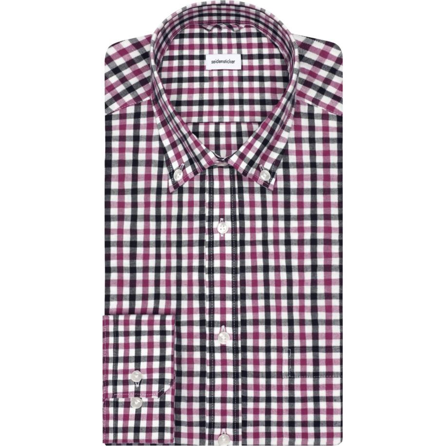 Seidensticker Flanellen Overhemd rood/blauw, Ruit Multicolor