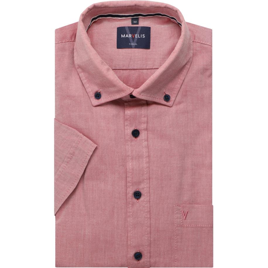 Marvelis Casual Overhemd Korte mouw baksteenrood Rood