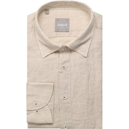 fakts Leisure Linnen Overhemd bruin, Effen