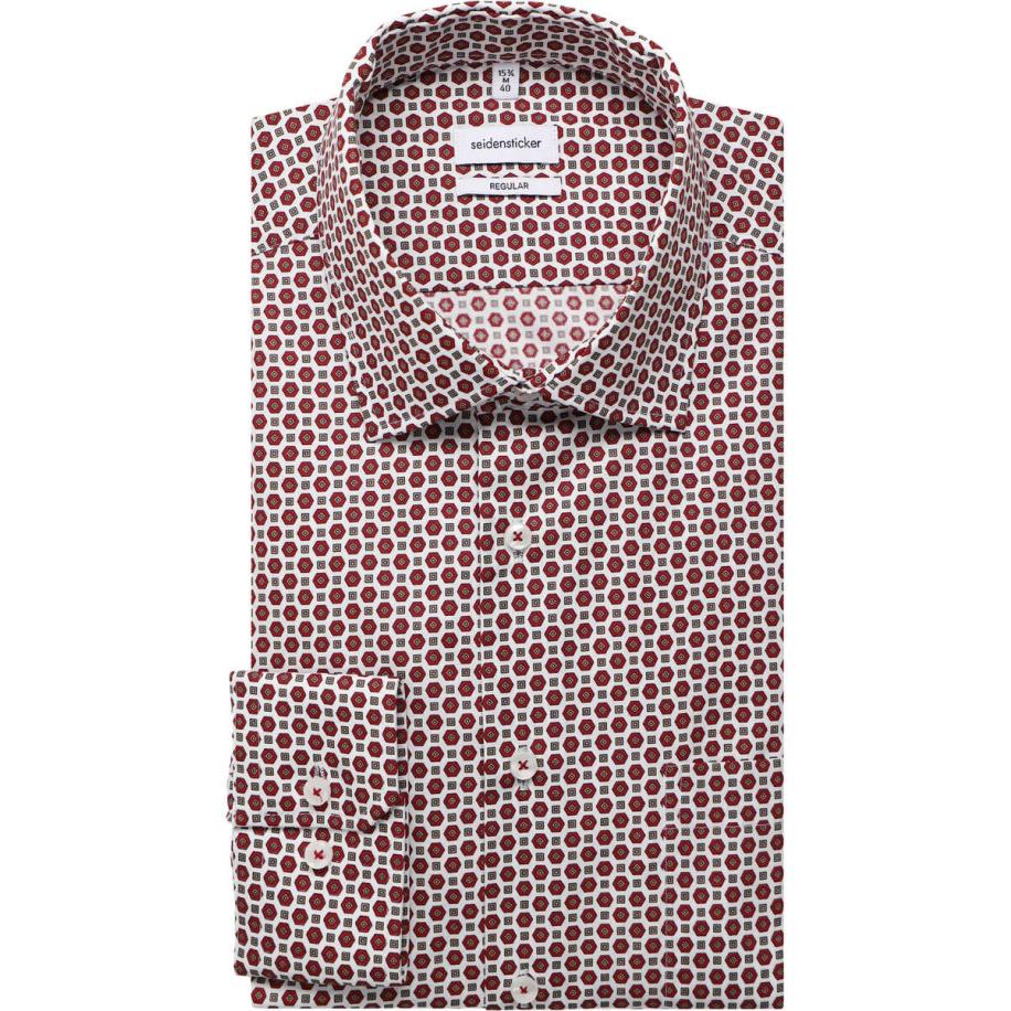 Seidensticker Overhemd rood, Bedrukt Rood
