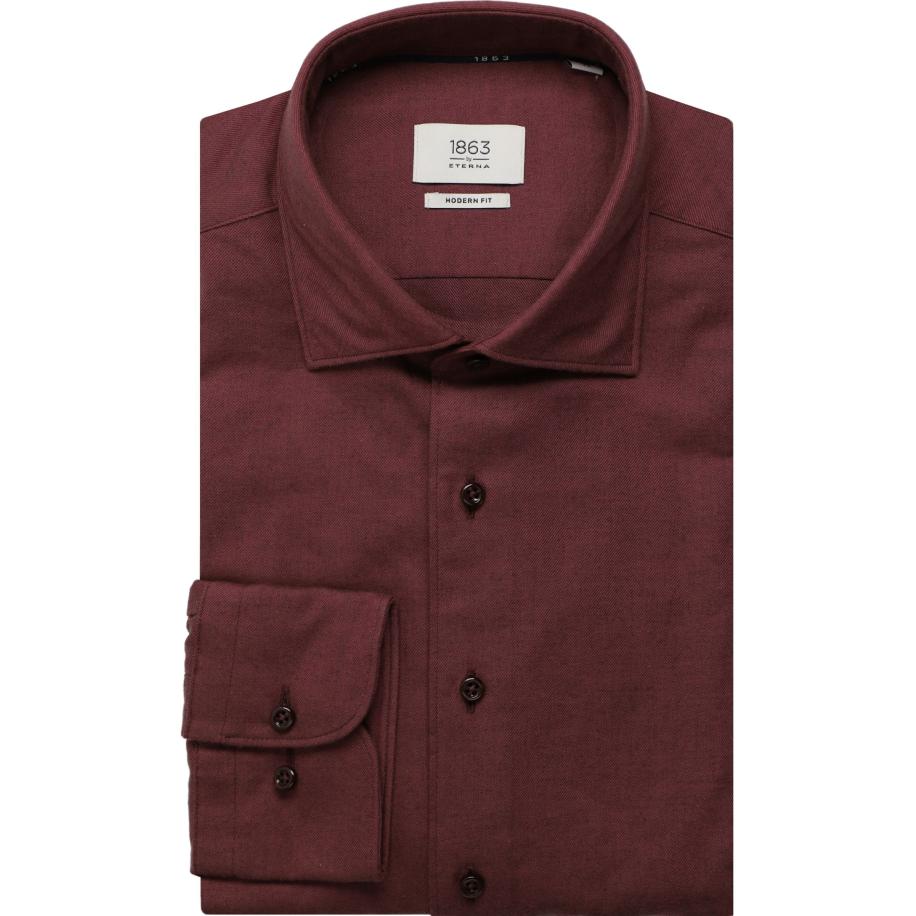 ETERNA 1863 Flanellen Overhemd bordeaux, Effen Rood