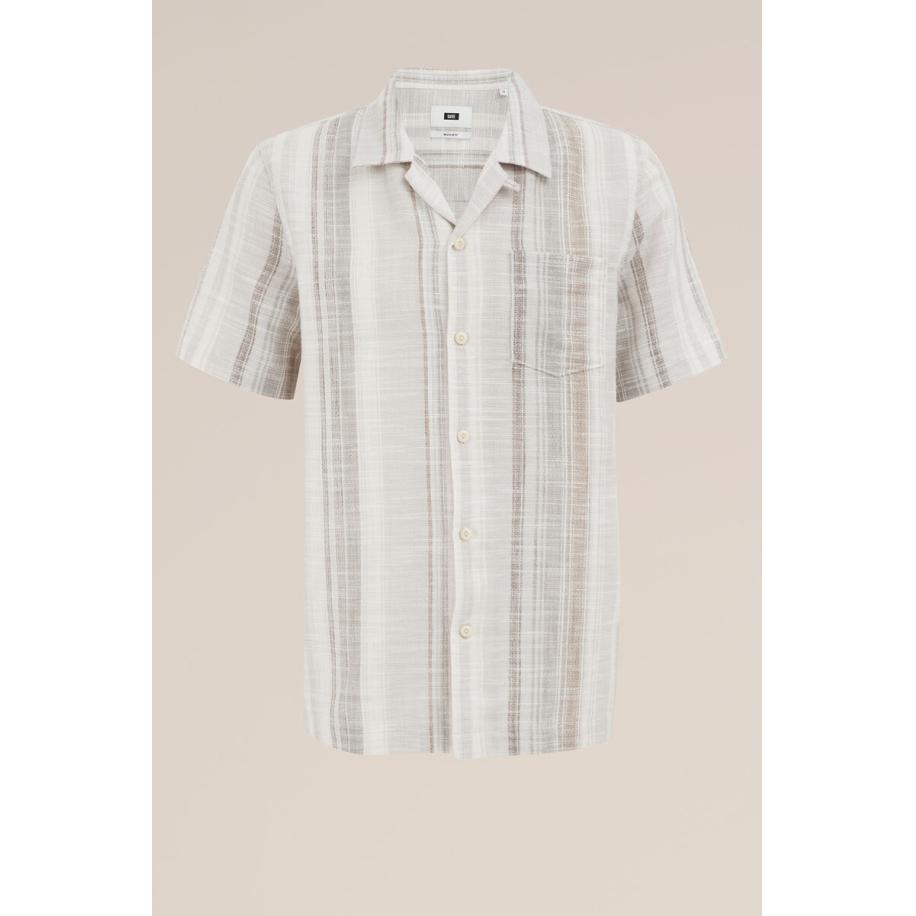 WE Fashion Regular fit overhemd met dessin - Regular fit - Beige - Katoen - Maat: S Bruin