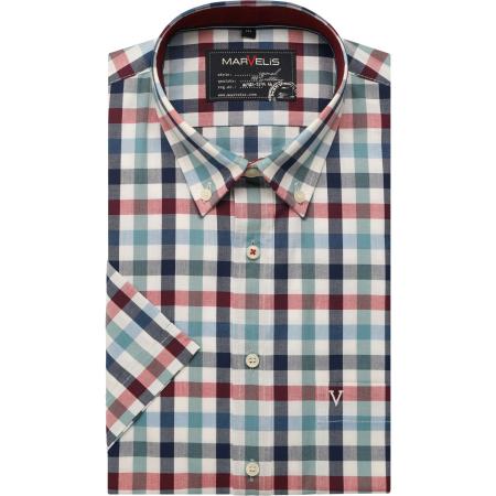 Marvelis Casual Overhemd Korte mouw rood