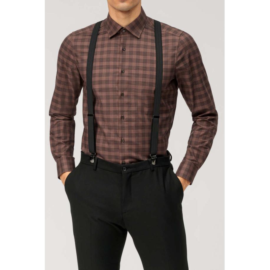 OLYMP Level Five Overhemd blauw/bruin, Ruit Blauw