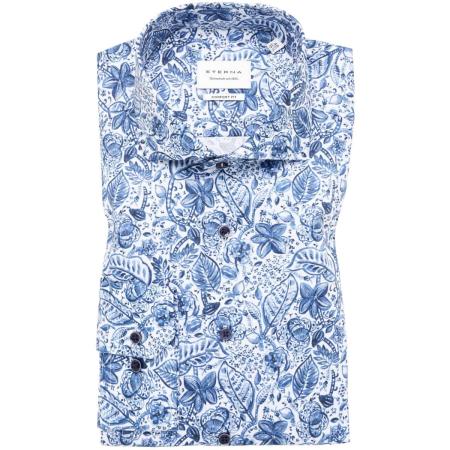 ETERNA Overhemd donkerblauw, Bedrukt