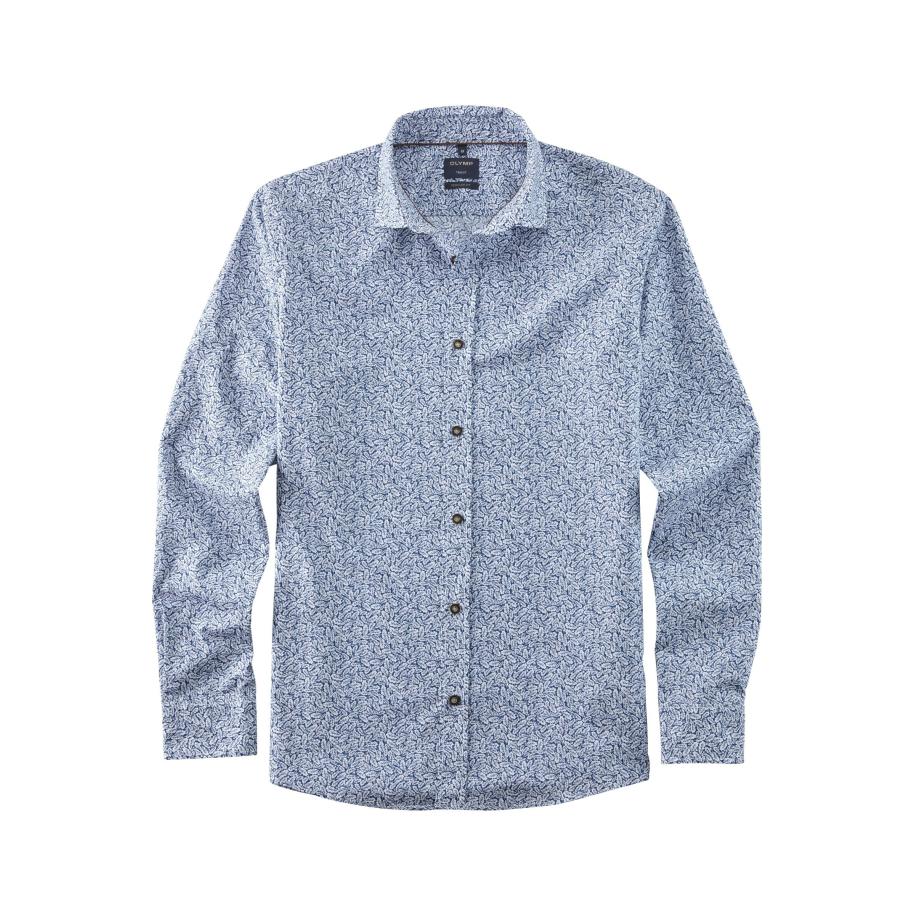 OLYMP Casual Overhemd marine, Bedrukt Blauw