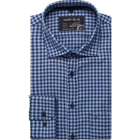 Marvelis Casual Overhemd blauw, Ruit