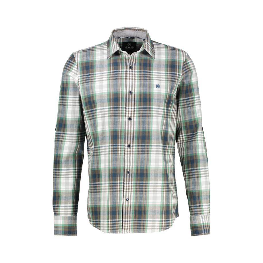 Lerros LERROS Overhemd olijfgroen / wit -