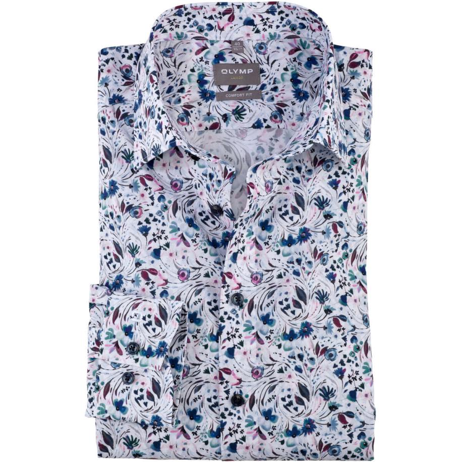 OLYMP Luxor Overhemd rozenhout, Bedrukt Roze