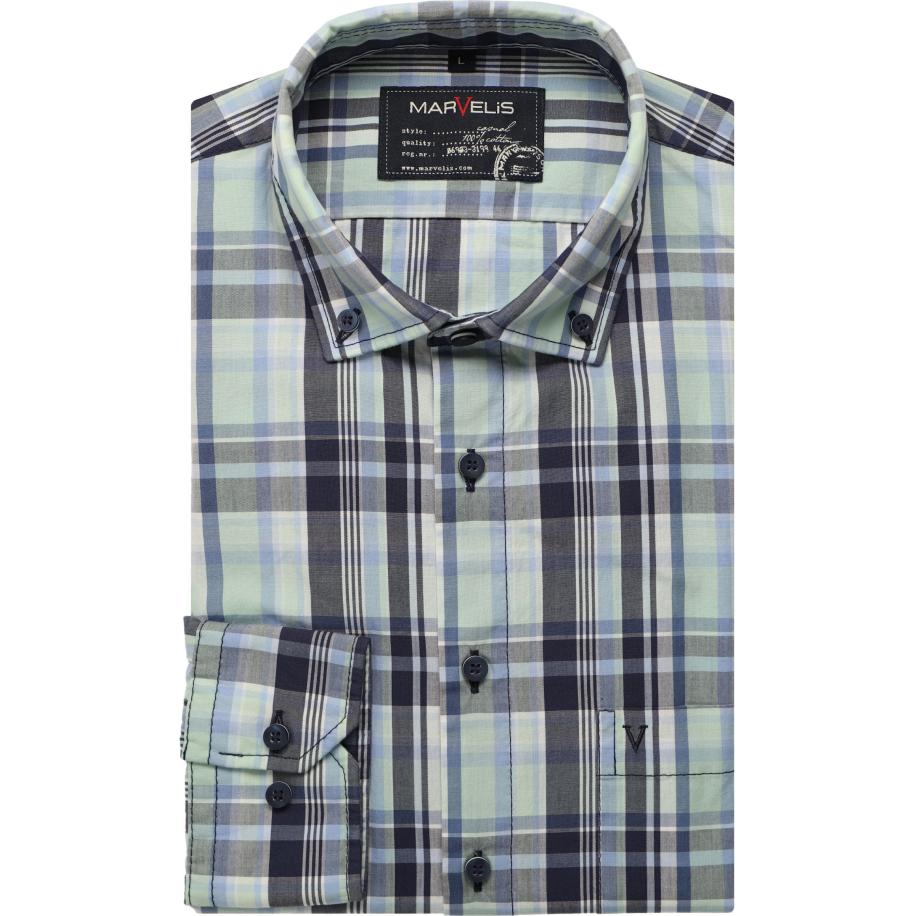 Marvelis Casual Overhemd groen, Ruit Groen