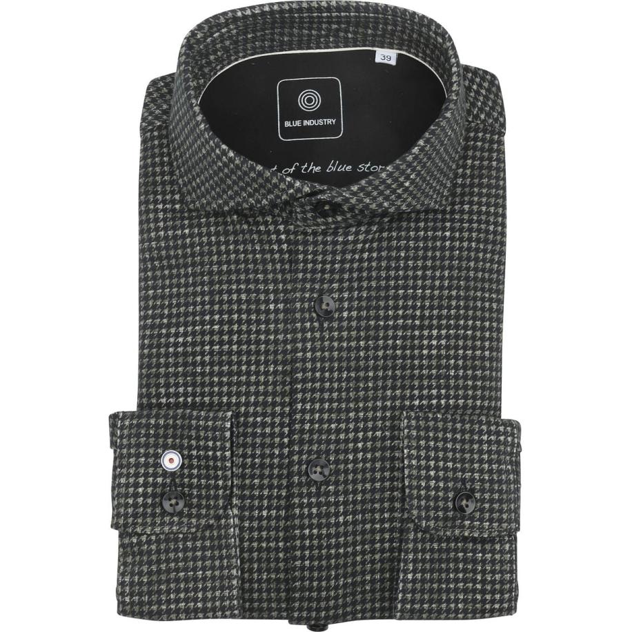 Blue Industry Overhemd Print Olijf Groen