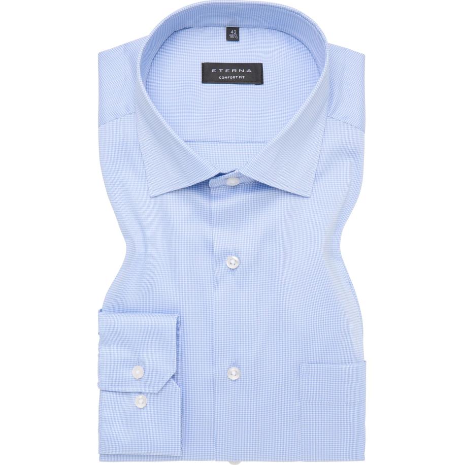 ETERNA Performance Overhemd middenblauw, Gestructureerd Blauw