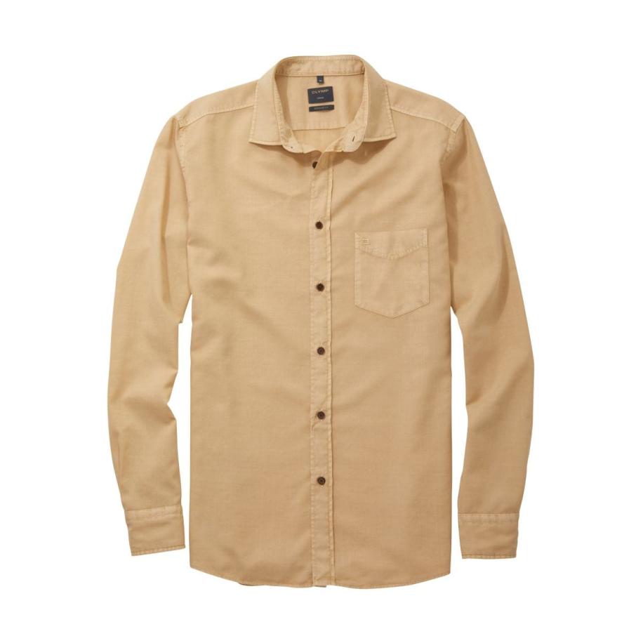 OLYMP Casual Overhemd beige, Effen Bruin