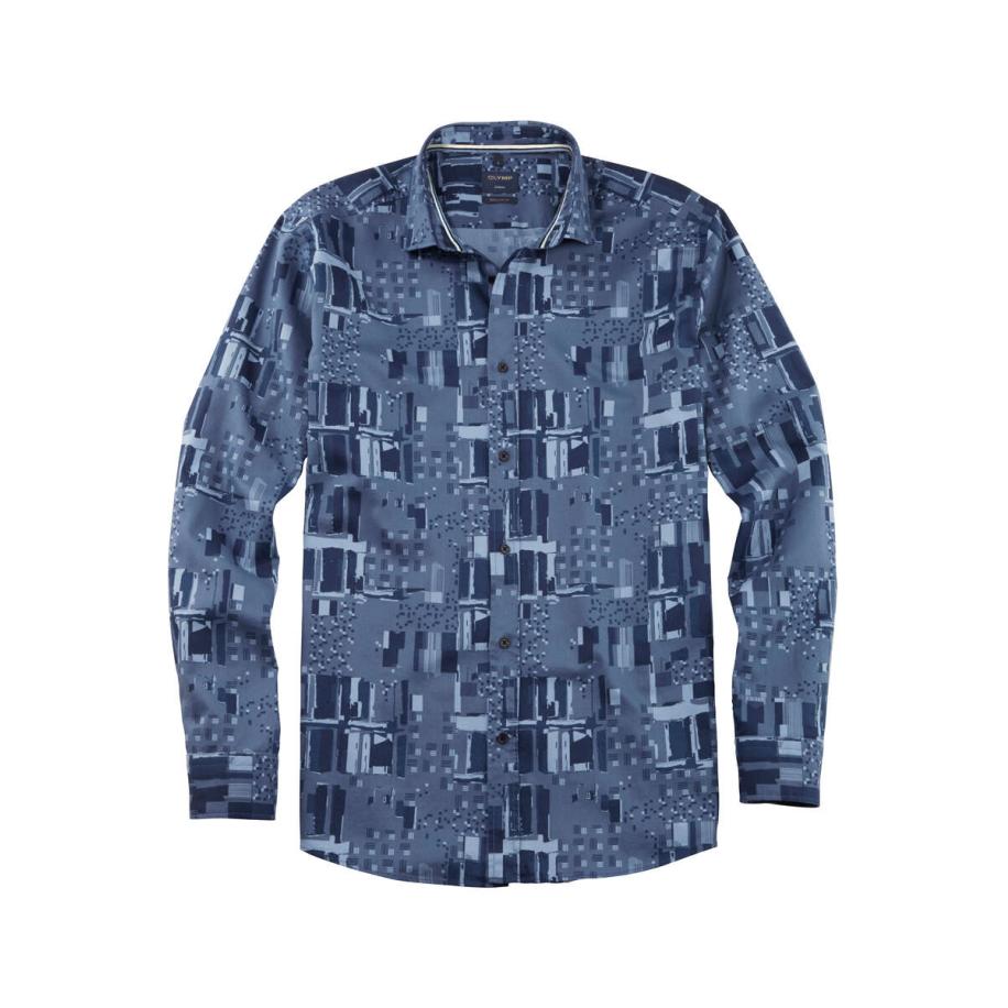 OLYMP Casual Overhemd marine, Bedrukt Blauw