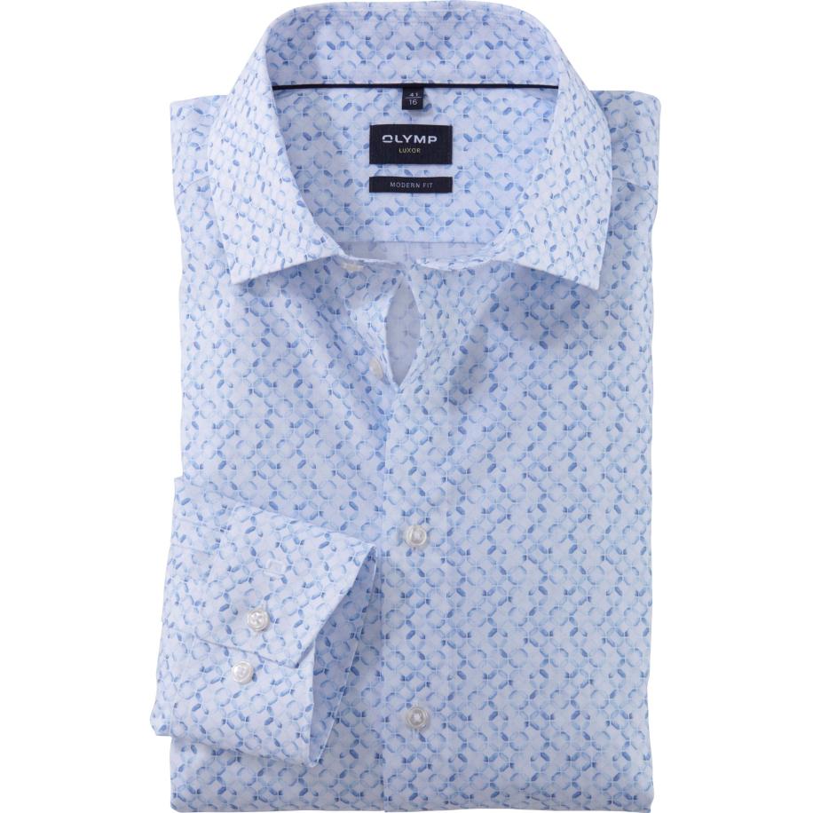 OLYMP Luxor Overhemd blauw, Bedrukt Blauw