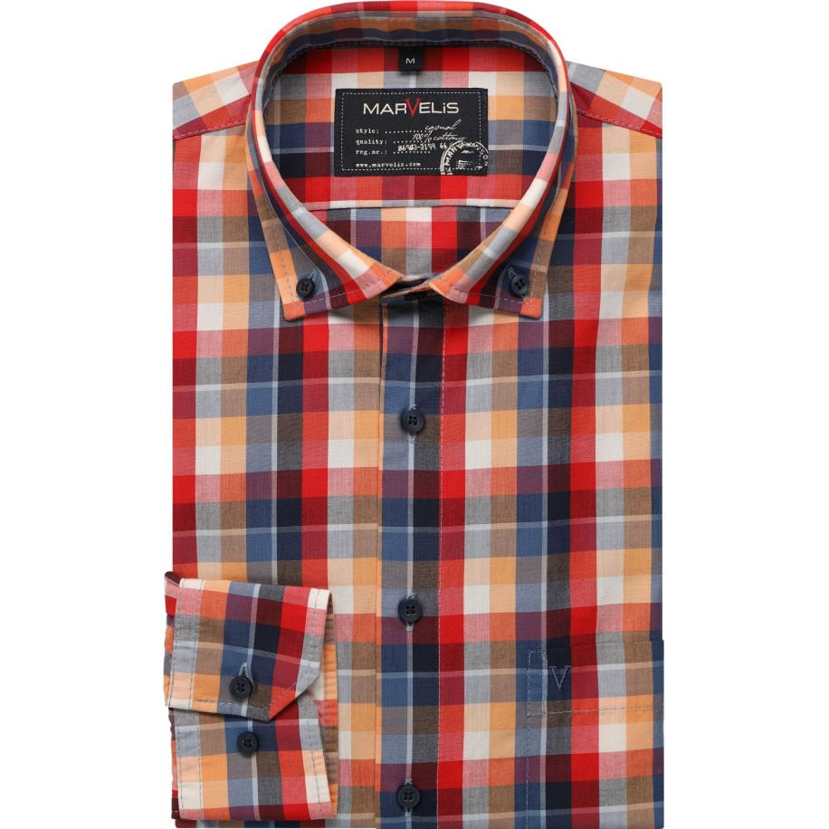 Marvelis Casual Overhemd rood, Ruit Rood