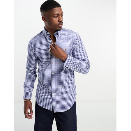 Polo Ralph Lauren - Slim-fit oxford overhemd met icoonlogo en gingham ruit in blauw/wit