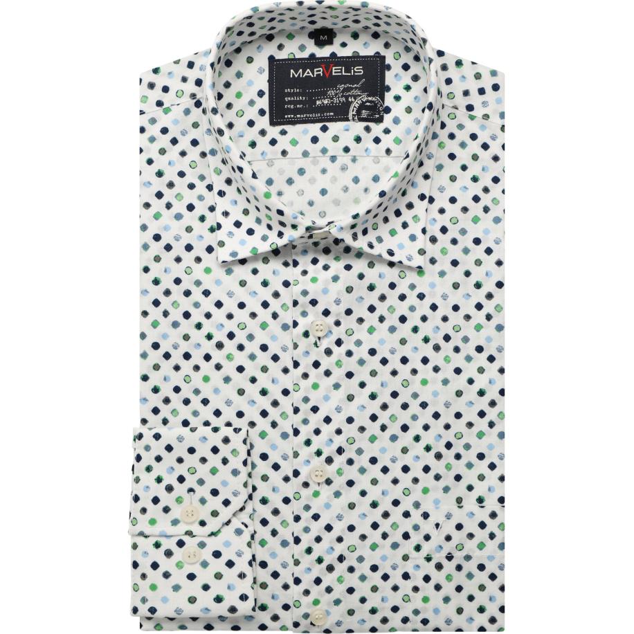 Marvelis Casual Overhemd limegroen, Stippen Groen