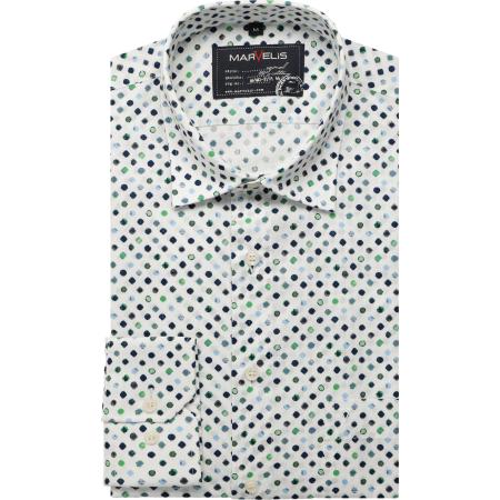 Marvelis Casual Overhemd limegroen, Stippen
