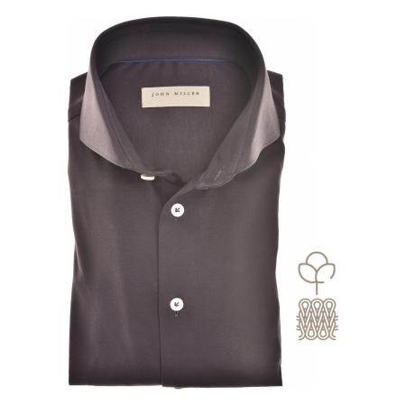 John Miller Jersey shirt bruin, Effen