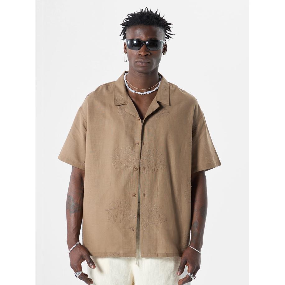 VAMOS CLO Overhemd donkerbeige Bruin