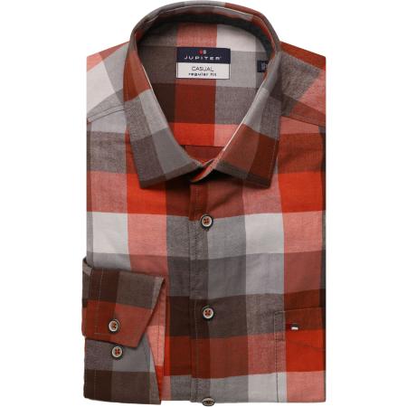 Jupiter Casual Overhemd baksteenrood, Ruit