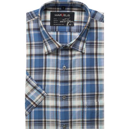 Marvelis Casual Overhemd Korte mouw blauw