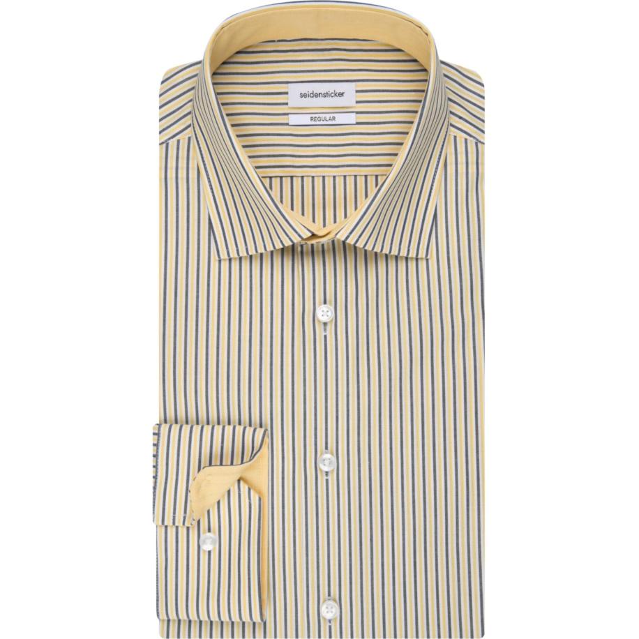 Seidensticker Overhemd geel, Gestreept Geel