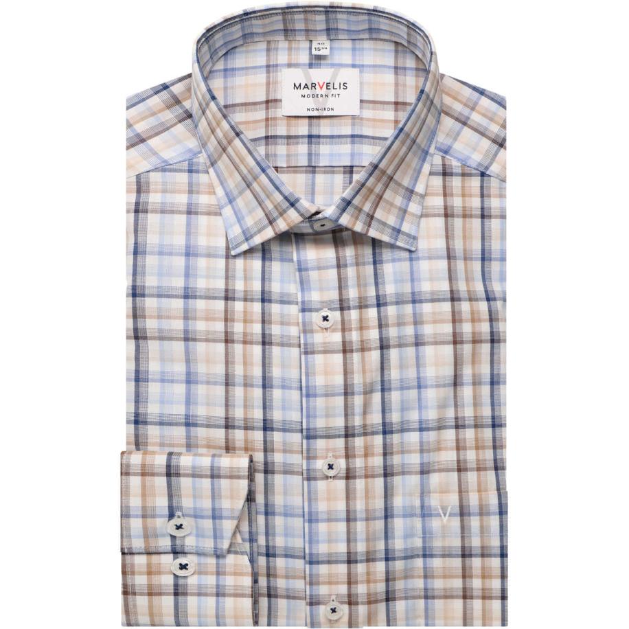 Marvelis Overhemd beige, Ruit Bruin