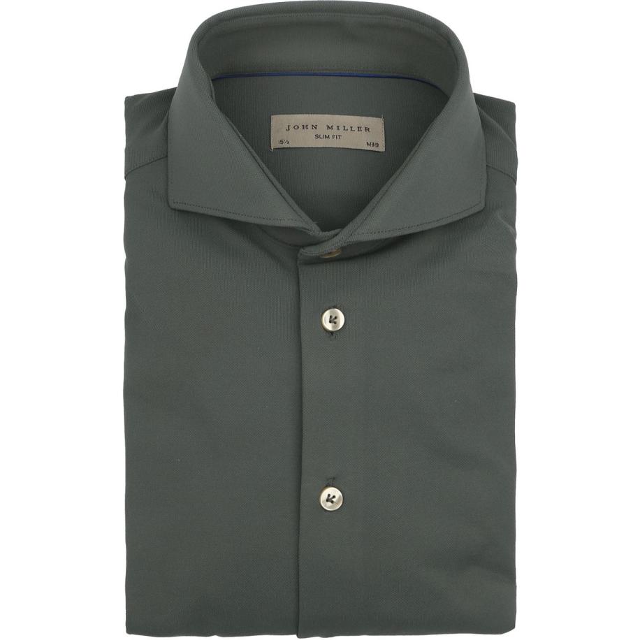 John Miller Overhemd Hyperstretch Groen Groen