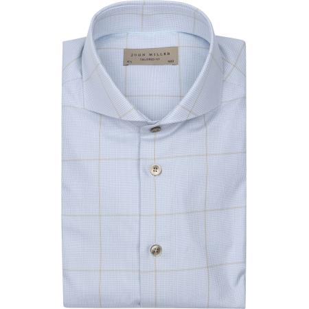 John Miller Overhemd Check Lichtblauw