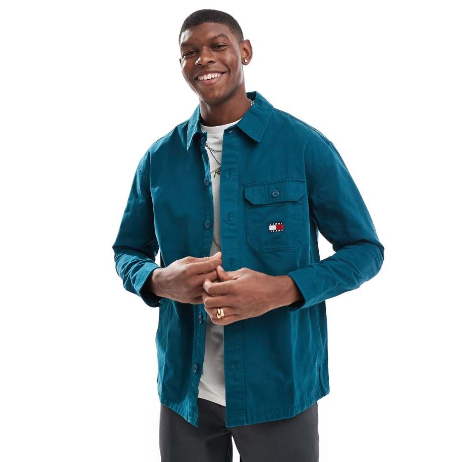 Tommy Jeans - Essential - Overshirt in donkergroen Groen