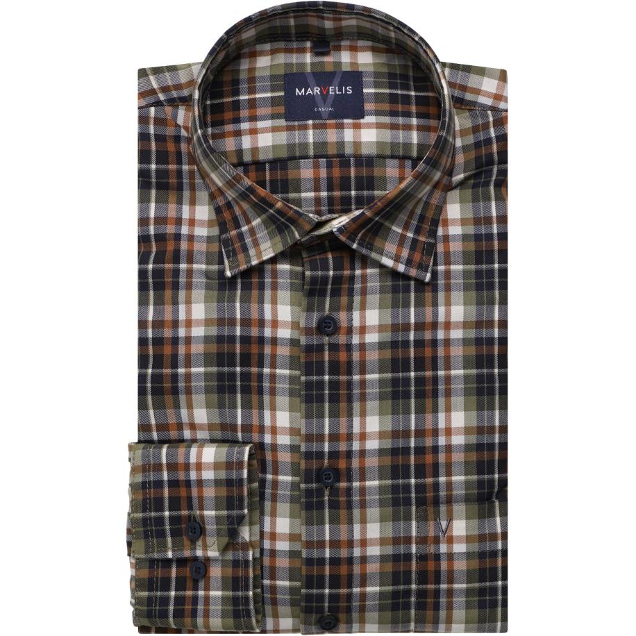 Marvelis Casual Overhemd bruin, Ruit Bruin