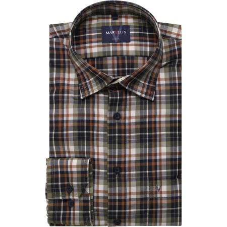 Marvelis Casual Overhemd bruin, Ruit