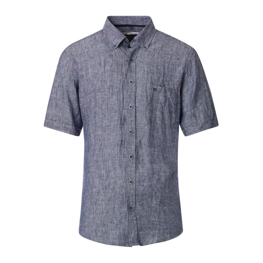 Casa Moda Linnen Overhemd blauw, Effen Blauw