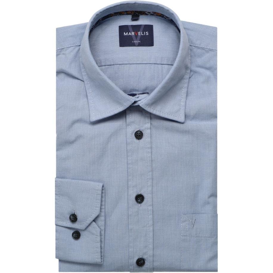 Marvelis Casual Overhemd blauw, Ruit Blauw