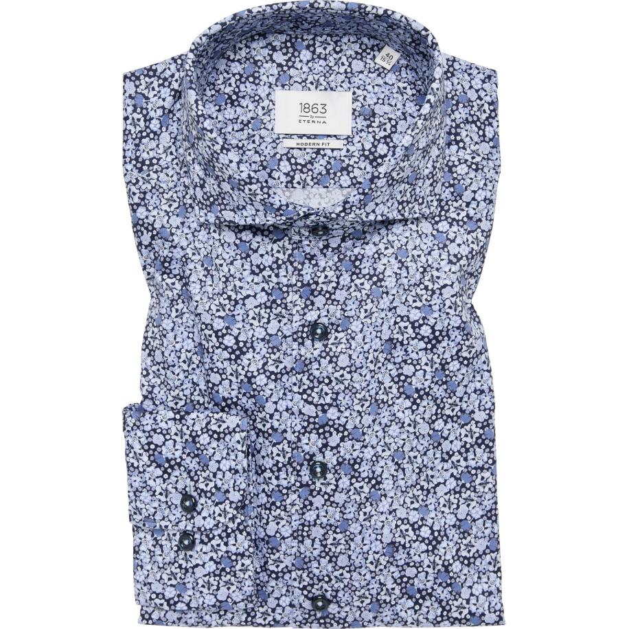ETERNA 1863 Overhemd marine, Bedrukt Blauw