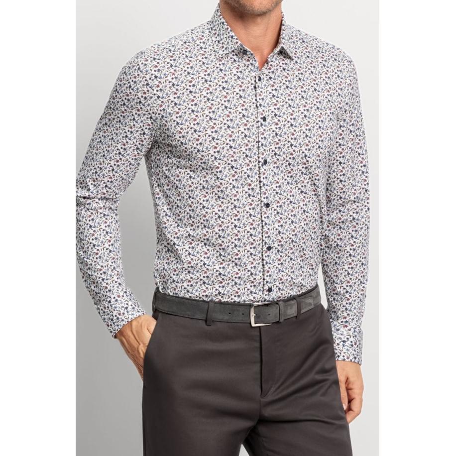 OLYMP Level Five 24/Seven Jersey shirt olijf, Bedrukt Groen