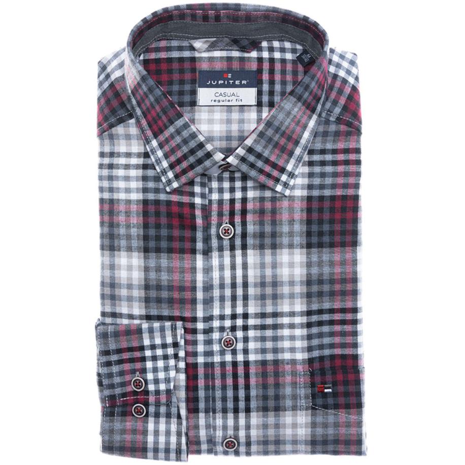 Jupiter Casual Overhemd rood, Ruit Rood