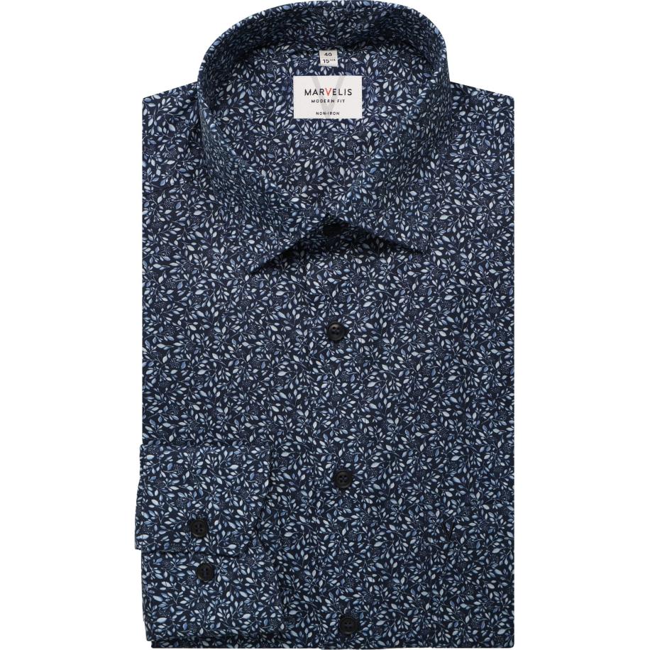 Marvelis Overhemd marine, Bedrukt Blauw