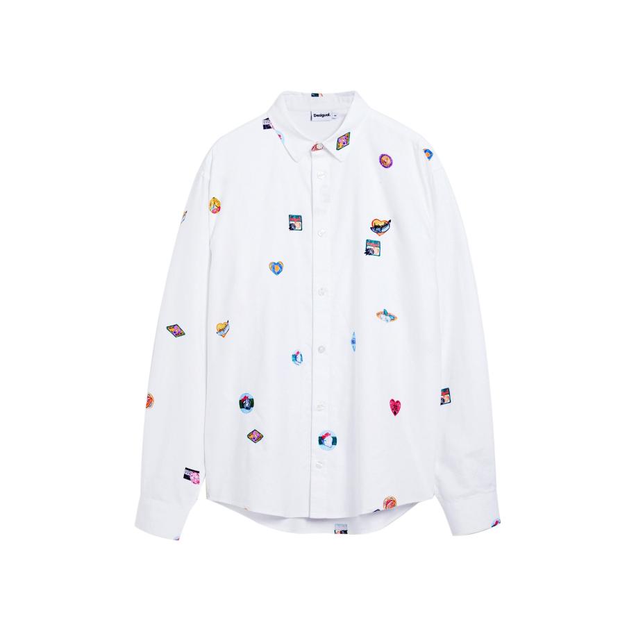Desigual Desigual Overhemd lichtblauw / abrikoos / rood / wit -
