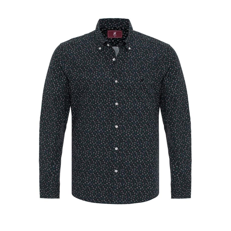 Williot Williot Overhemd donkergroen / zwart / wit -