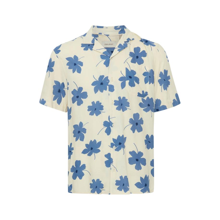 BLEND Overhemd BHADAN sand / donkerblauw Bruin